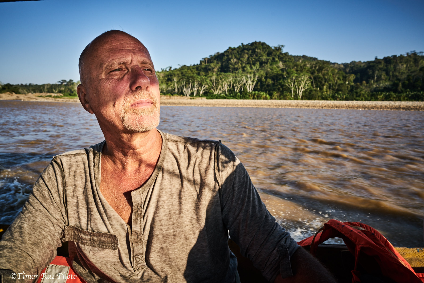 Yossi Ghinsberg on the Amazon river
